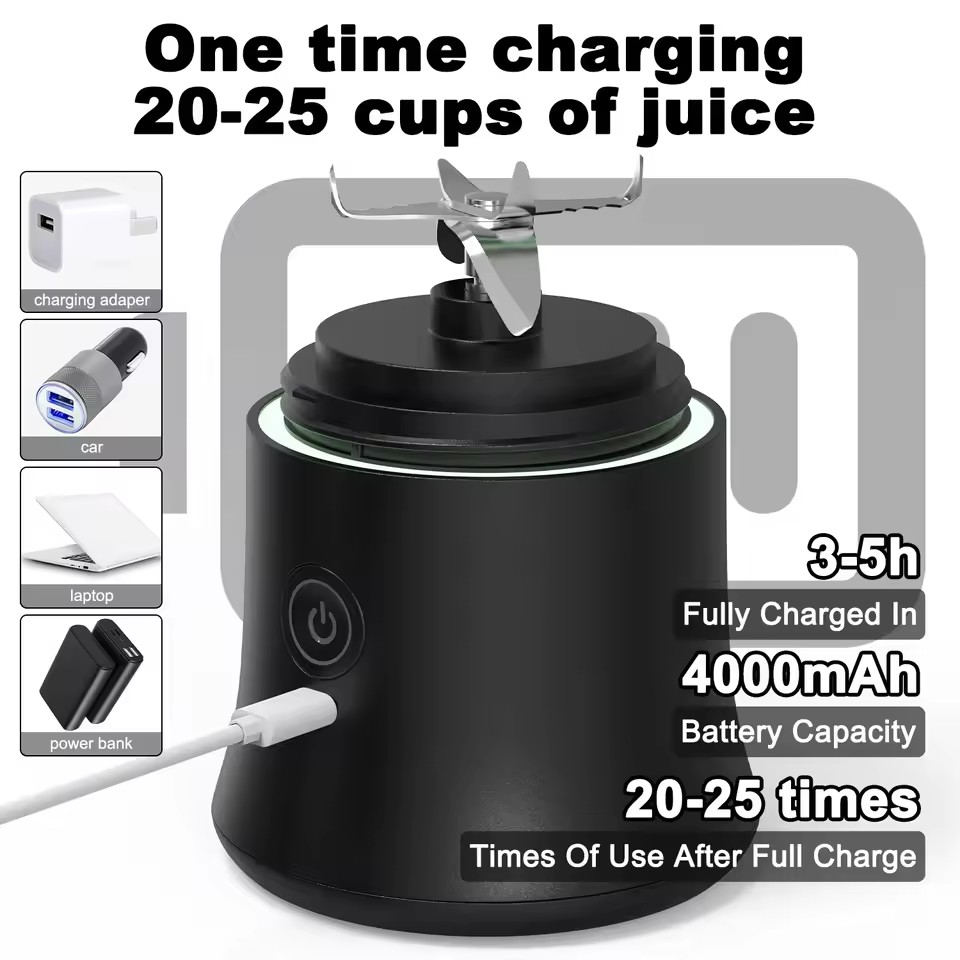 Licuadora portátil, exprimidor eléctrico de 600ML, mezclador de frutas, 4000mAh, recargable por USB, Mini licuadora, exprimidor Personal colorido