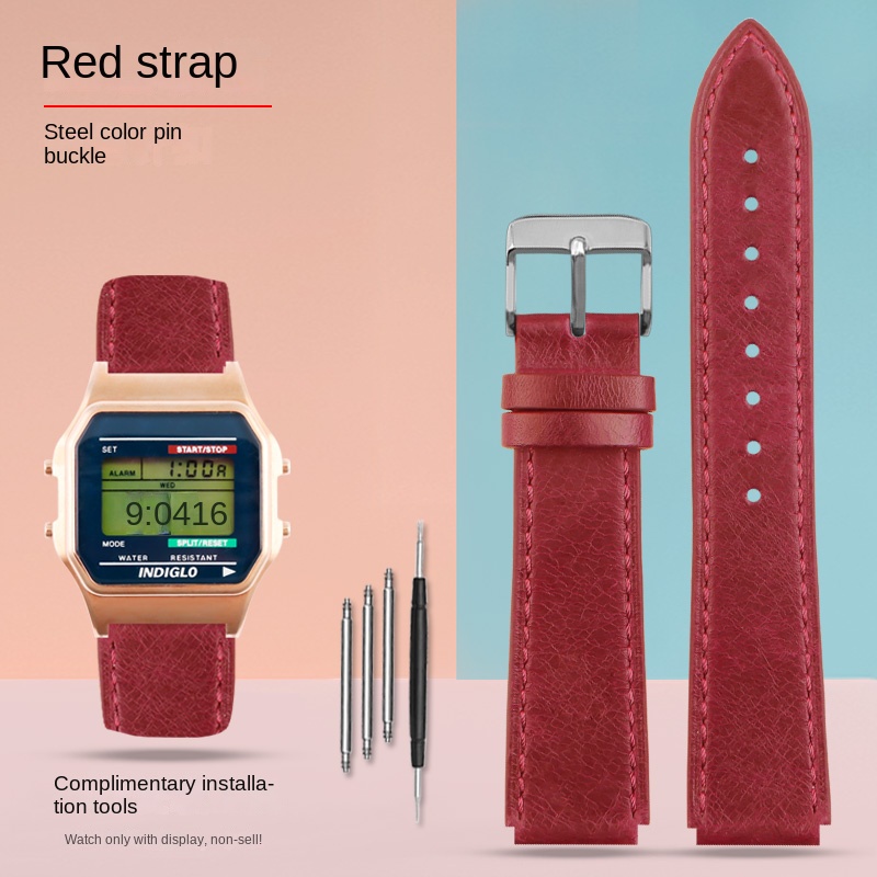 Para Casio pequeño cuadrado AE-1200WH AE1300 AQ-S810W A158 169 W-215/W-S200H SGW-300H correa de cuero pulsera Vintage 18mm TIMEX T80: SMOKEY MAUVE