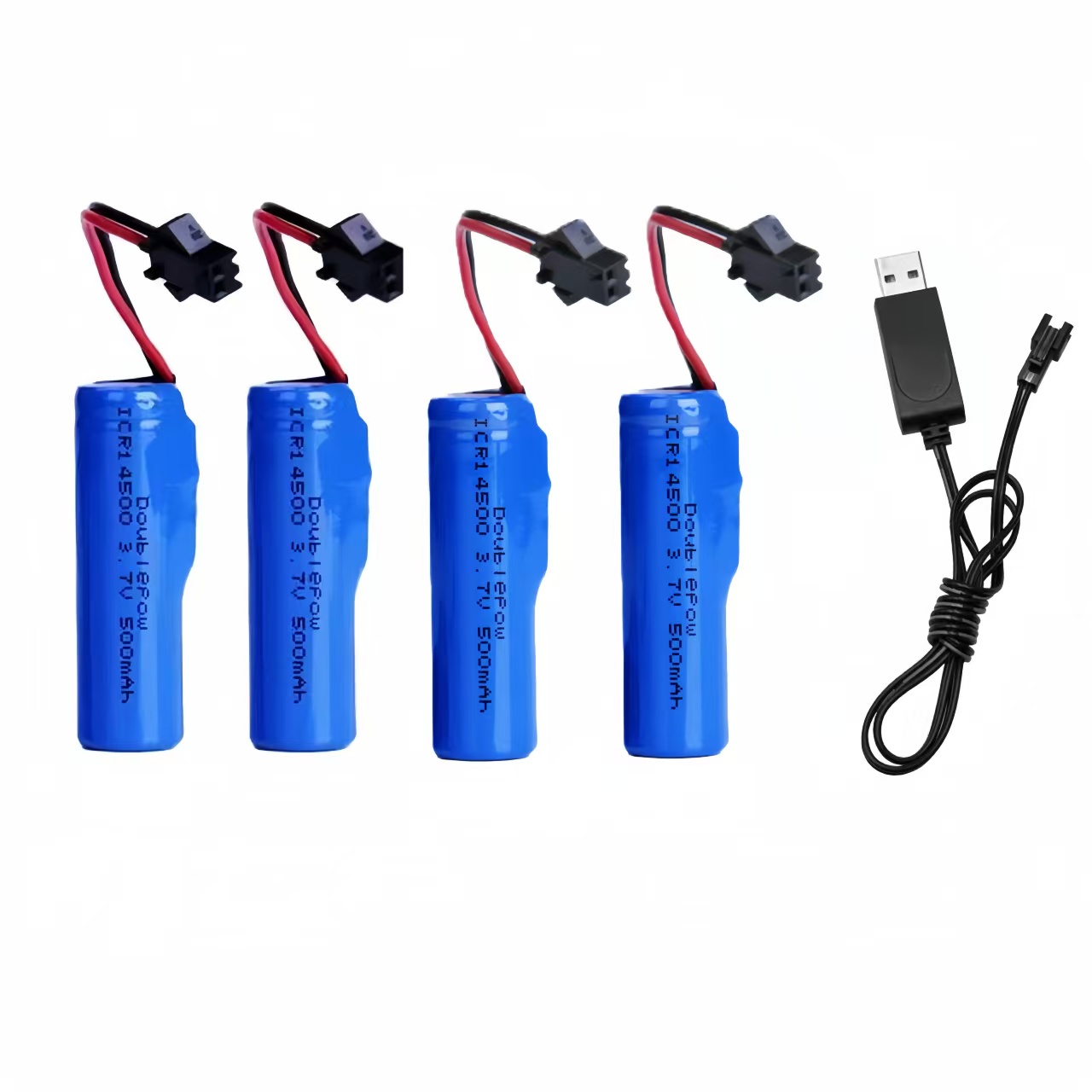 Batterie rechargeable 14500, 3.7V, 500mAh, avec prise SM, chargeur USB-SM pour contrôleur de jeu de jouets: Or
