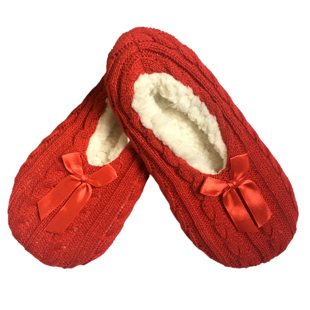 1pair Women Winter Warm With Bowknot Acrylic Fibers Daily Non Slip Comfortable Slipper Socks Adults Super Soft Washable Home: Red / 38 to 40