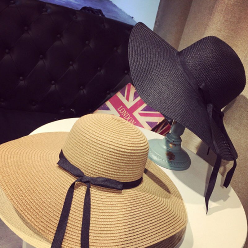 Women's Wide Brim Summer Beach Sun Hat Lady Straw Floppy