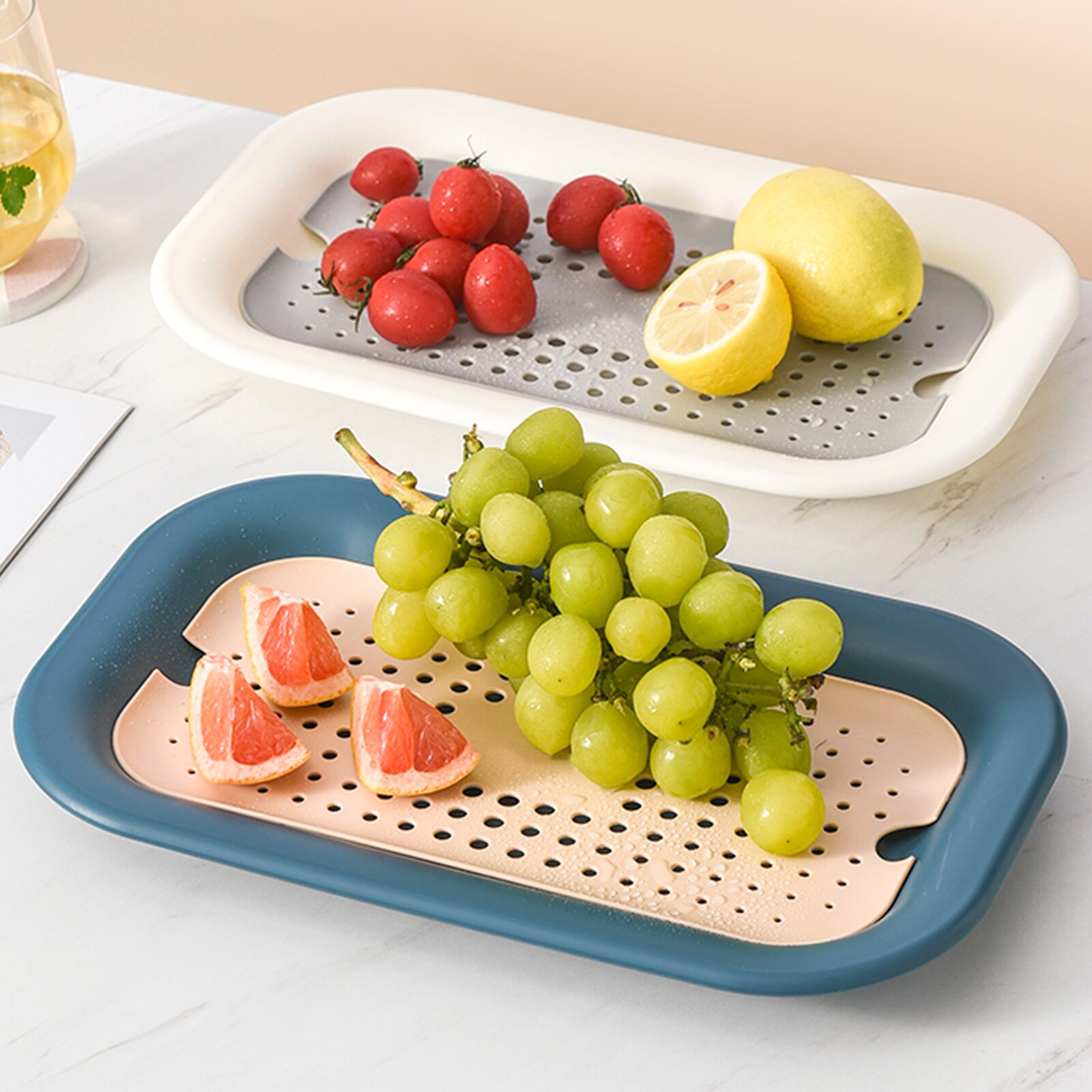 Fruit Lade Creatieve Persoonlijkheid Moderne Dubbele Afvoer Lade Scandinavische Stijl Woonkamer Salontafel Snoep Mand Snack Tray