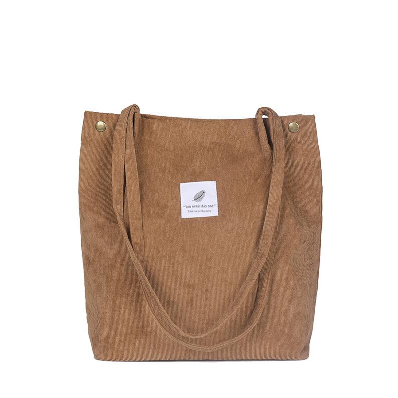 Yogodlns kvinder fløjlsbukser skuldertaske bomuld canvas stor afslappet kvindelig øko crossbody taske dame vintage rejsetasker: Khaki
