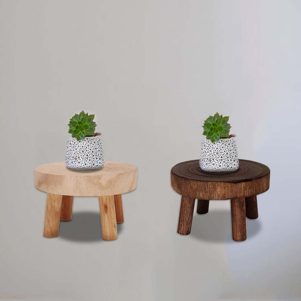 1 PCS Durable Plant Stand Shelf Wooden Stool Succulent Pot Holder For Living Room