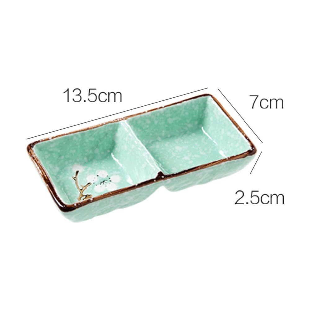 Plato para salsa de soja, plato de cerámica, platos laterales, condimentos, platillo, plato de mantequilla, bandeja, vajilla de cocina, plato de servicio de 2 rejillas
