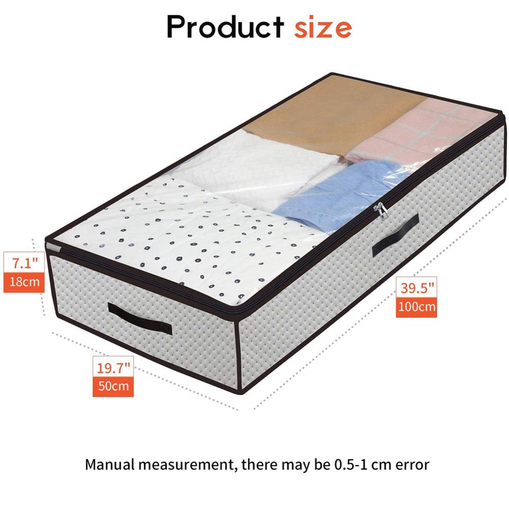 Foldable Under Bed Bags,1/2 Pack Large Under Bed Storage Boxes Thick Breathable Underbed Clothes Storage Bags Zippered Organizer