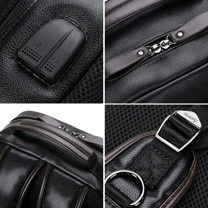 LIELANG Backpack Men's Mochila Masculina Men Trend Large Capacity Youth Leisure Black Travel Leather Computer Bag Men's