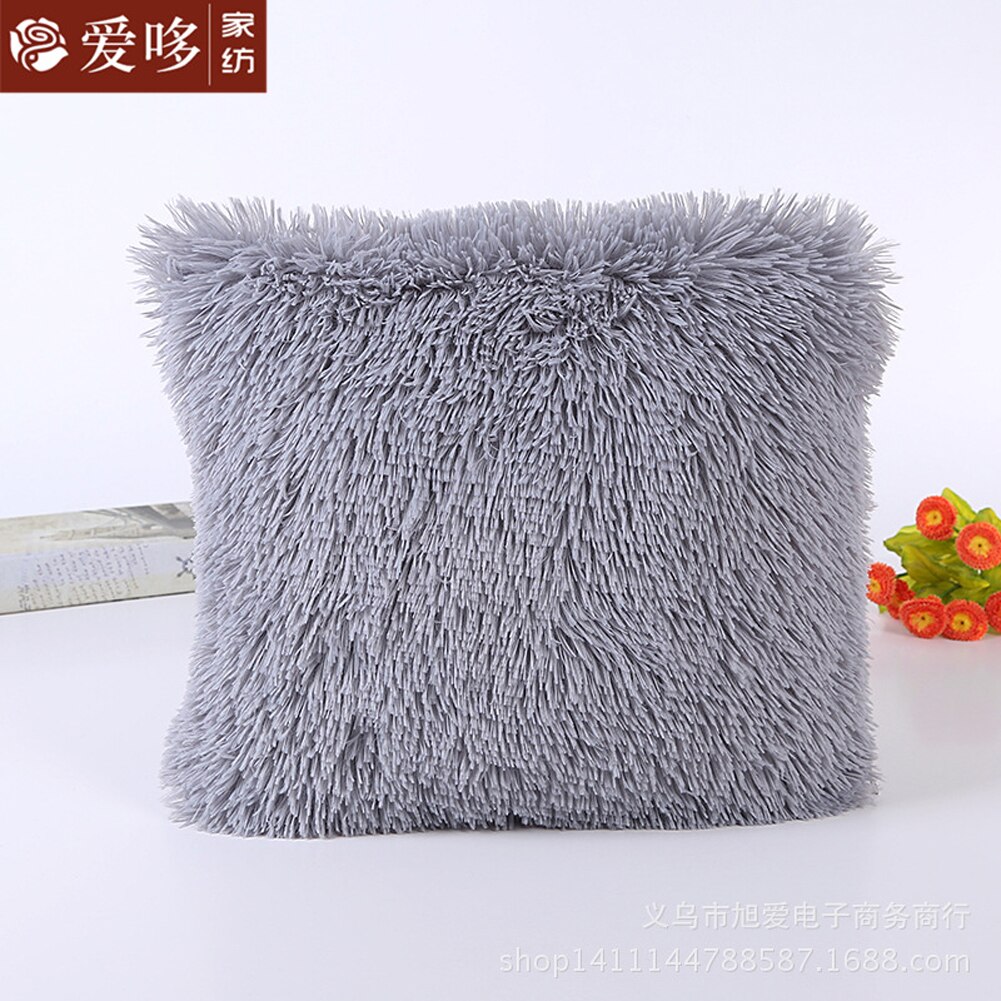 Housse de coussin en peluche solide | Taie d'oreiller en peluche décorative de maison, fourrure de voiture, canapé taille: J