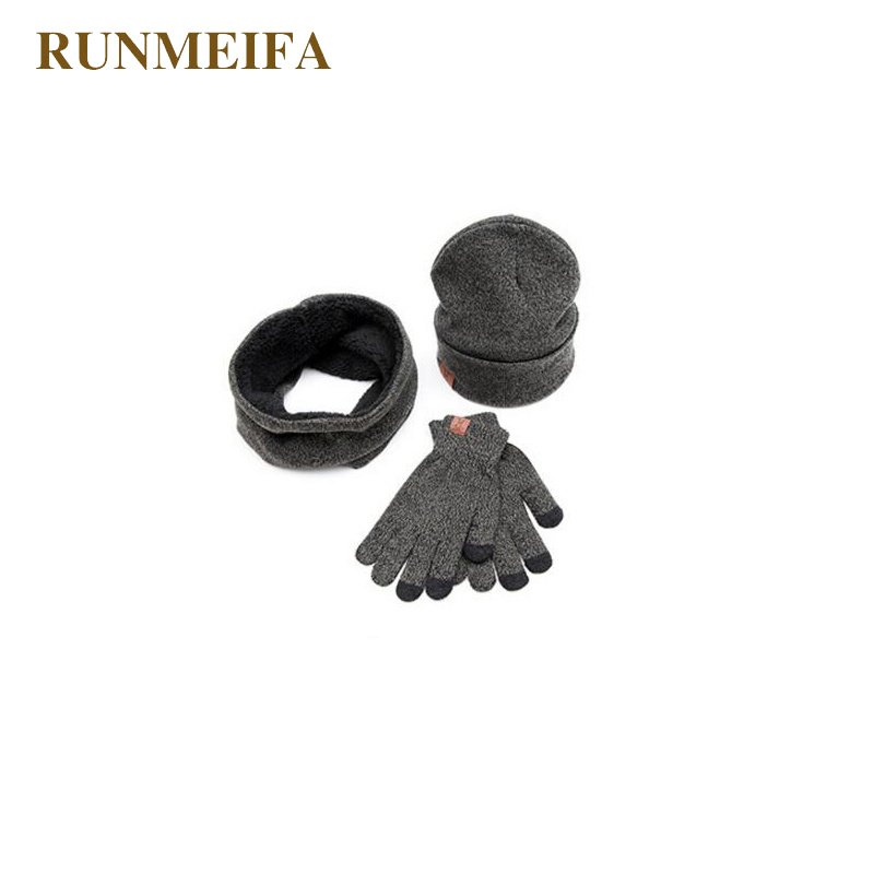 Luksusmærke herre vintervarme hue&tørklæde&touchscreen handsker på lager: E
