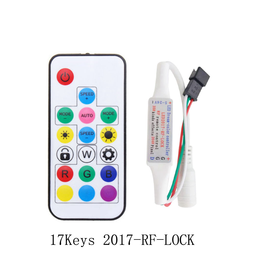 WS2812B WS2811 Led Pixels Strip Controller 3Keys RF 14/17/21Keys USB/DC Led Light Tape Remote Controller DC5-24V: green