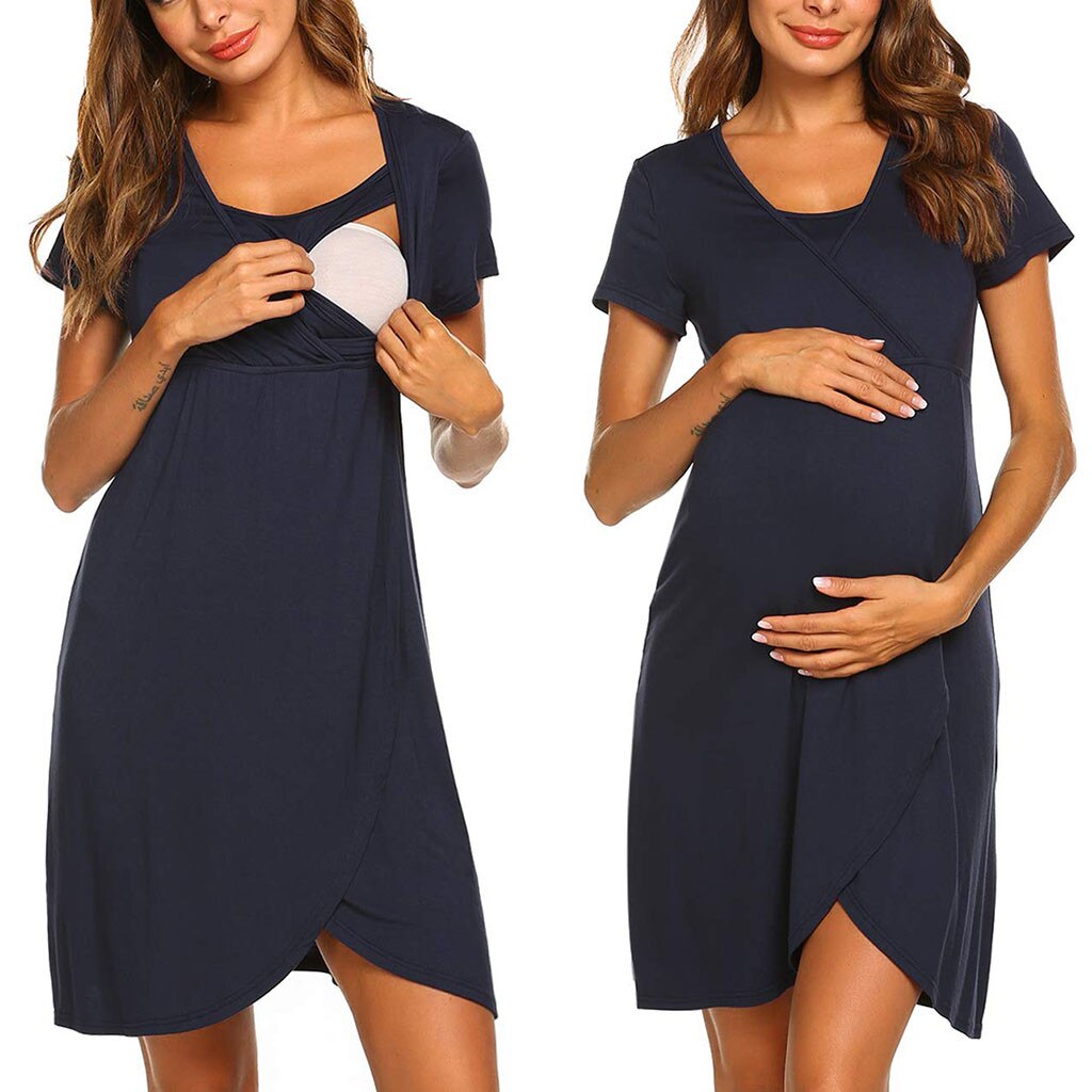 4# Stripe Dresses For Women Pregnant Maternity Tunic Breastfeeding Summer Round Neck Maternity Dress Dresses For Women