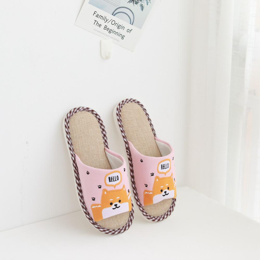 Millffy śliczne Shiba Inu corgi placki kapcie letnie fajne lniane domowe kapcie para dużych rozmiarów kapcie kapcie ze zwierzętami