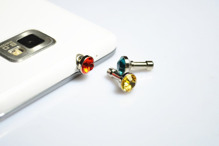 Brillant coloré diamant 3.5mm prise d'écouteurs, trou d'écouteurs, prise anti-poussière, écouteurs universels pour téléphone portable, pour Iphone Xiaomi