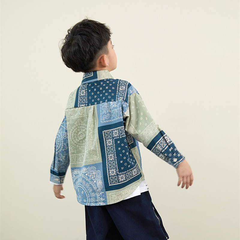 Camisas manga larga para escolares de niños, ropa de algodón con cuello vuelto, Tops estampados para niños de 5, 7, 9, 11, 13, 14 años