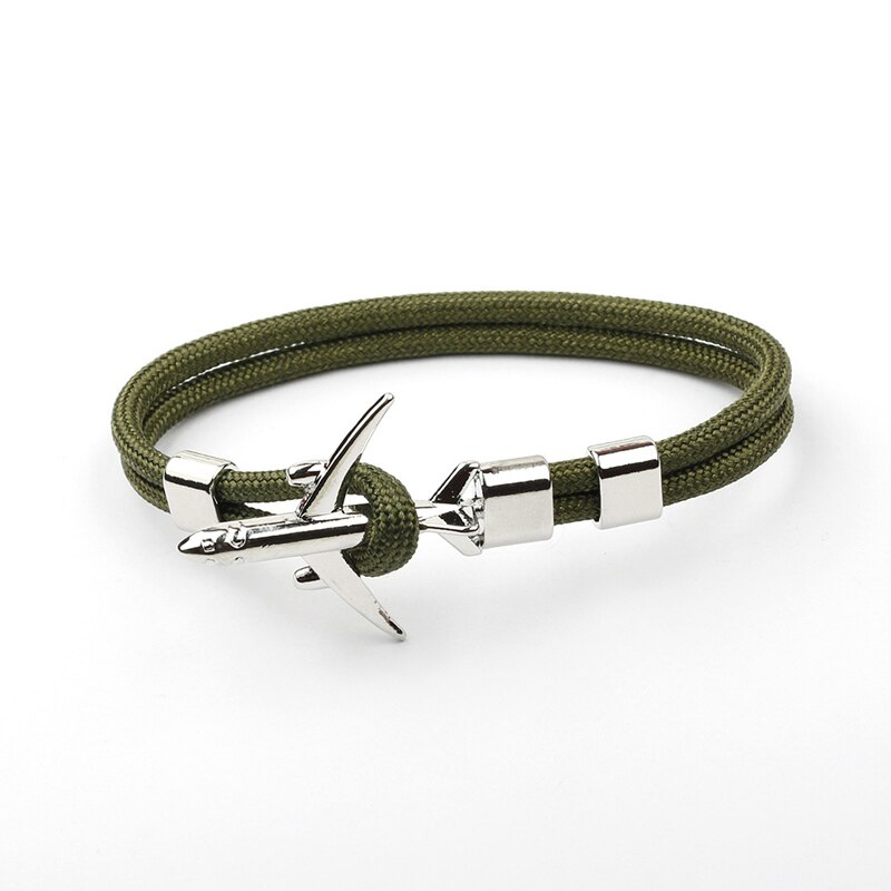 NIUYITID samolot charm kotwica mężczyzn bransoletki kobiet lotnisko moda Rope Chain Paracord lotnictwa życia biżuteria Pulseras Hombres: A3
