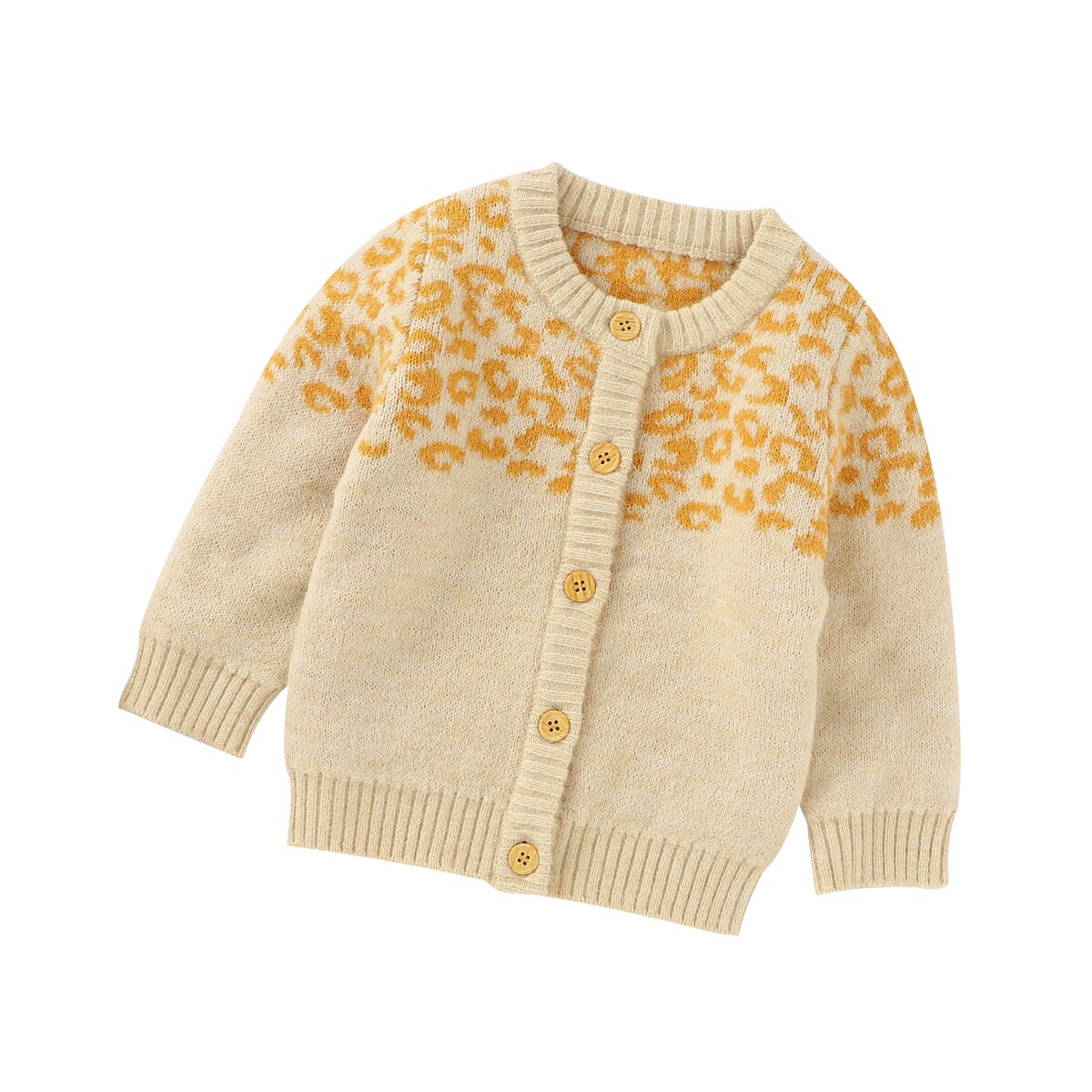 Frete grátis crianças leopardo camisola casaco de manga longa o-pescoço botão-up de malha cardigan, bebê meninas topos para o outono, inverno