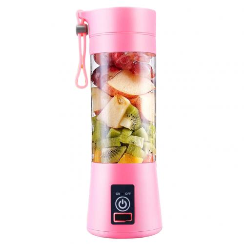 4 Bladen Draagbare Blender Elektrische Blender Usb Oplaadbare 380 Ml Juicer Cup Extractor Fruit Smoothie Maker Cup Fles En Cover: Pink