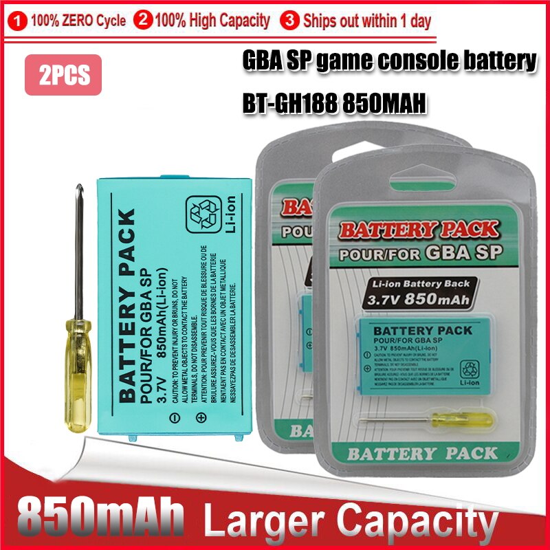 Batería de iones de litio recargable para Nintendo Gameboy Advance, 1-5 Uds., 3,7 v, 850mAh, Kit de herramientas: 2PCS