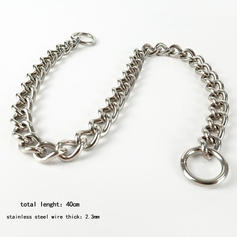 Pet supplies stainless steel chain dog training choke, suitable for small and medium-sized large dogs chrome-plated metal: 40cm