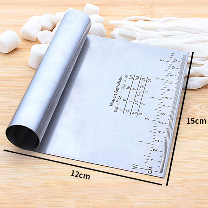 Stainless Steel Pastry Cutter with Measuring Guide Pizza Dough Scraper Baking Pastry Spatulas Bread Slicer Kitchen Accessories