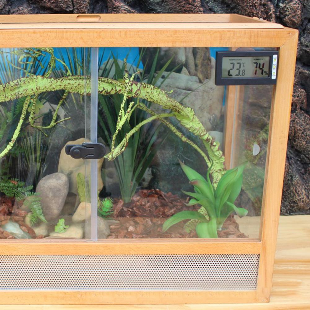 Reptil elektronisk termometer hygrometer med sugekopp krypdyr boks sylinder temperatur og fuktighet måleverktøy