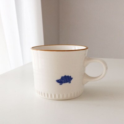 Stijl Retro Wit Oranje Rand Steranijs Handgeschilderde Egel Vogel Plaat/Blauwe Beer Onderglazuur Kleur: Hedgehog Cup