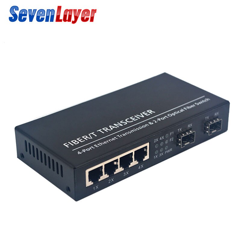 Fiber Optische Media Converter Gigabit Ethernet Switch 10/100/1000M 4 RJ45 Utp En 2 * Sfp fiber Poort