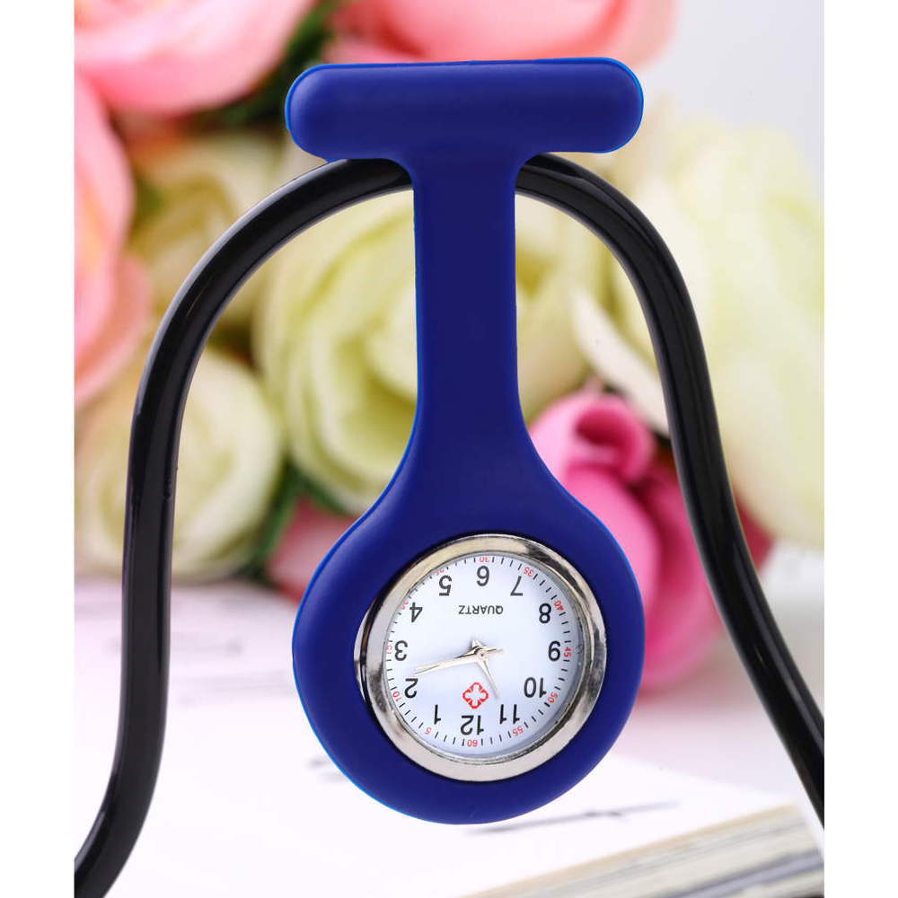 1 stk mini bærbar silikone læge sygeplejersker lomme fob ur flere farver broche pin vedhæng 5 farver søde sygeplejerske ur: 2