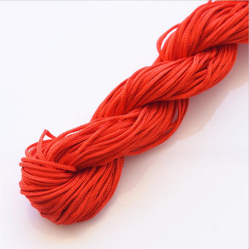 1mm*25m nylonperler smykkesnor tråd kinesisk knute macrame rottehale tau til gjør-det-selv-håndverk verktøy håndsøm tråd  z1181: Rød