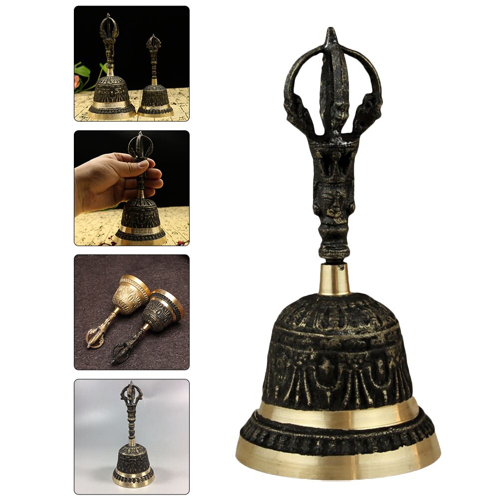 Retro Metalen Tone Handle Hand Bell Metal Decorative Bell Desktop Copper Handbell Alarm Bell Handicraft Bell For Home Decoration