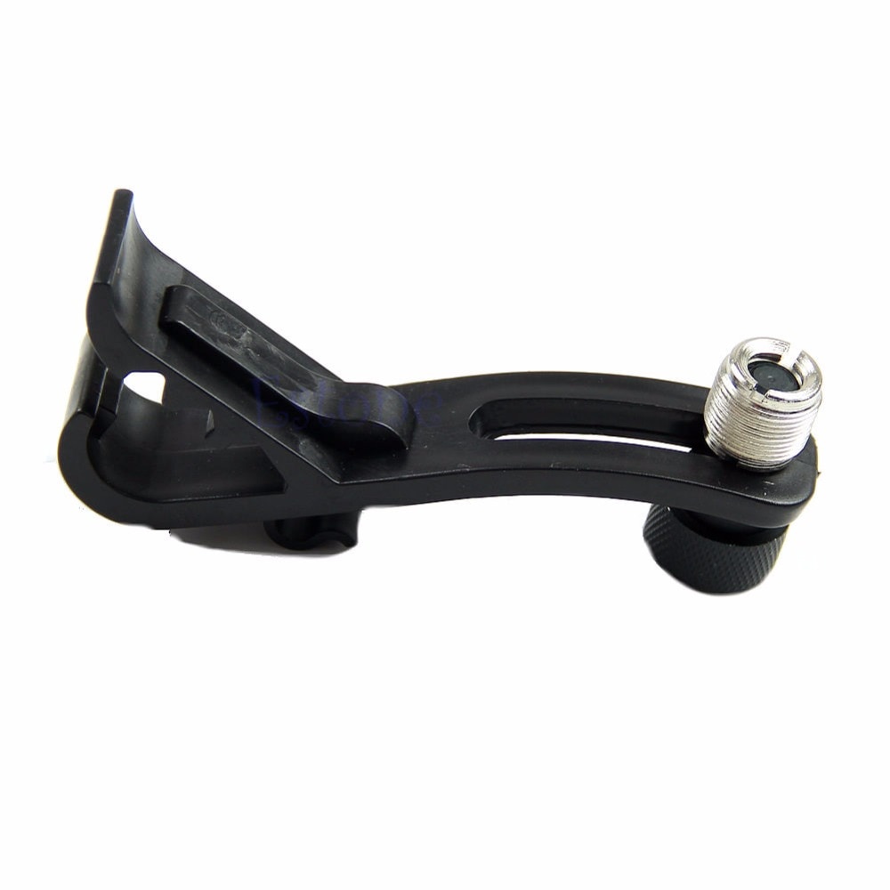 Drum Microphone Mic Rim Clamp Holder - Toms, Snare and Percussion Clip Black
