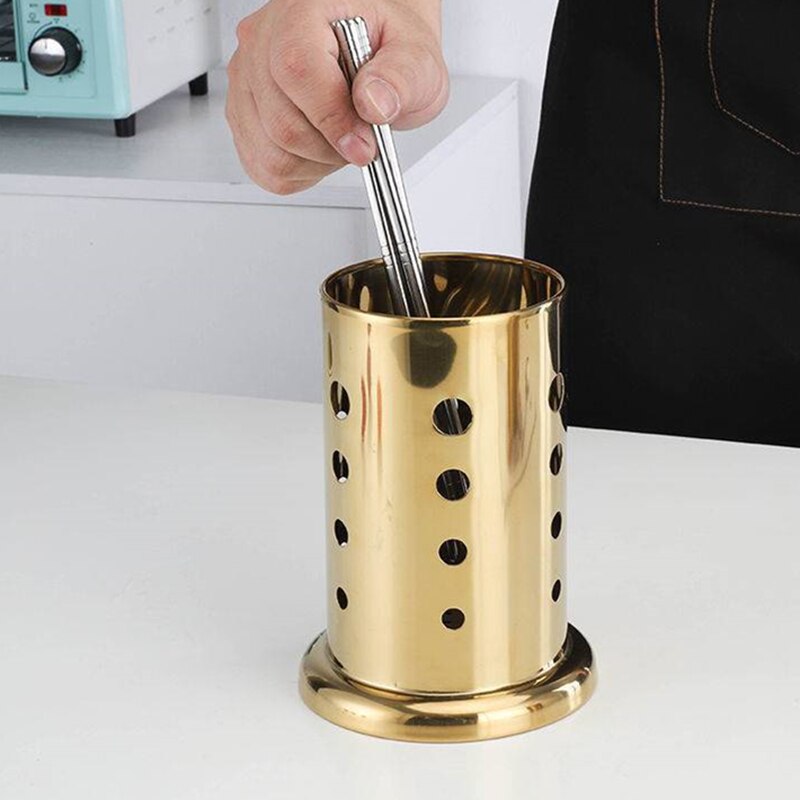 Gold Stainless Steel Chopstick Cutlery Drainer Box Tableware Organizer Rack Spoon Fork Storage Holder Kitchen Accessories