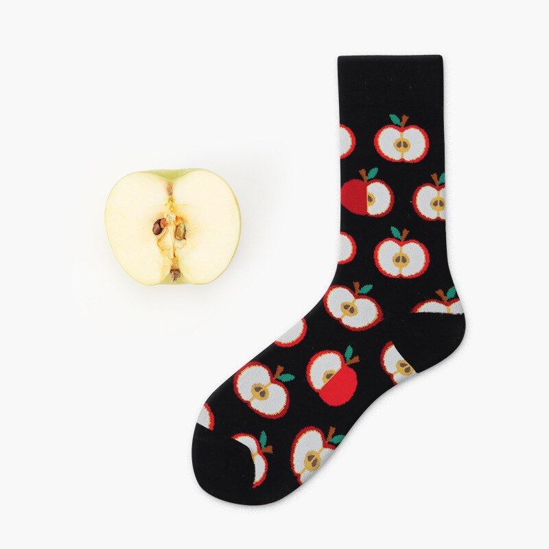 Unisex hoge kousen sokken dames heren fruit vrolijke grappige crew sokken avocado appel ei patroon kleurrijke katoenen zachte sokken: Cyms -5