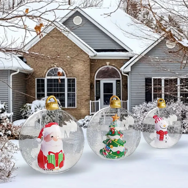 Świąteczny balon PVC z podświetleniem doprowadziło, przezroczysty, dwuwarstwowy, nadmuchiwany, świąteczny ornament robić dekoracji ogrodu, na imprezy i wystawy.