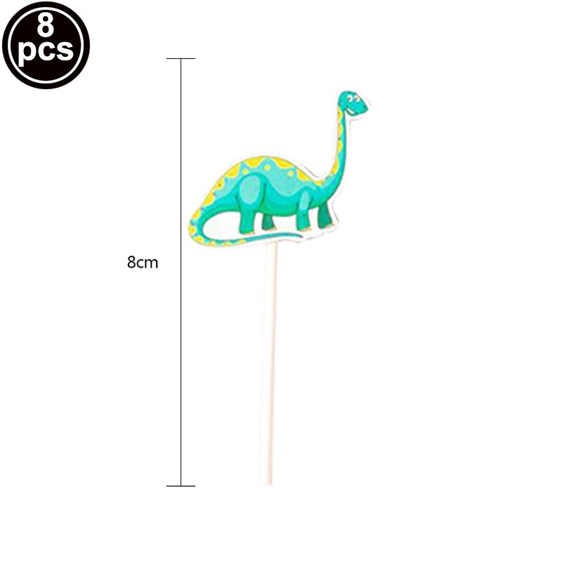 Dinosaur Party Supplies Disposable Tableware Set Paper Plates Napkins Straws Kids Birthday Decoration Baby Shower Boy: topper 8pcs
