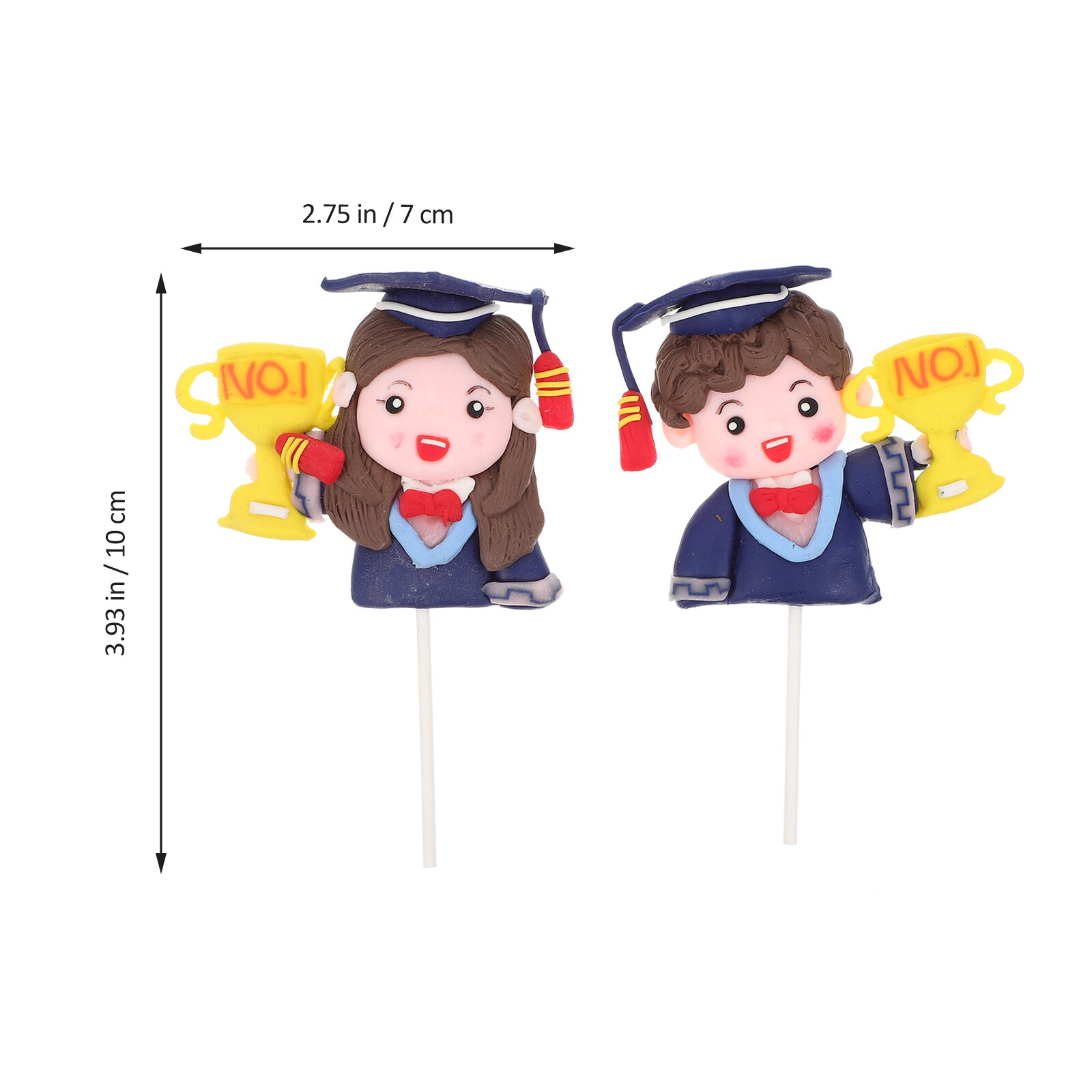 2Pcs Graduation Boy Girl Cake Topper Graduation Party Lovely Cake Decorations