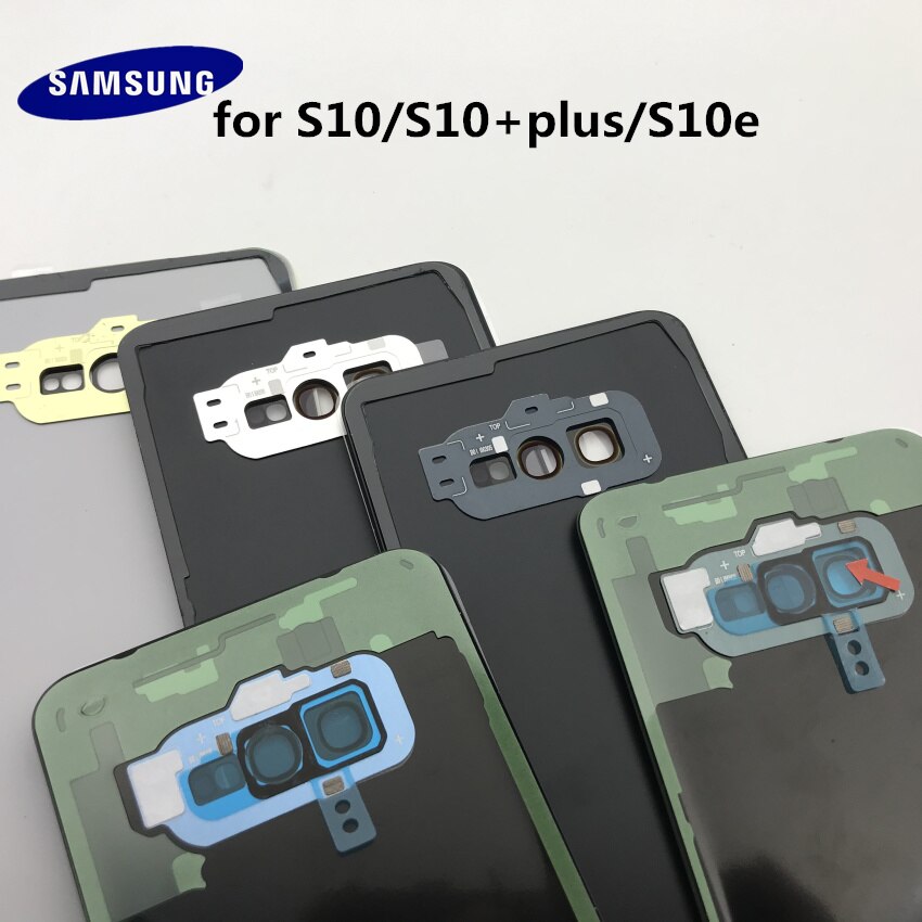 Original Samsung Galaxy S10e G973 S10 G970 S10 plus G975 Rear Panel Battery Glass Back Door Cover with Camera glass +tool