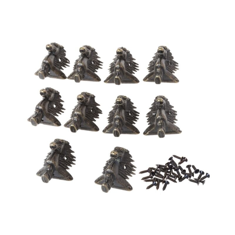 10 stuks zinklegering antieke bronzen paardenhoofd doos houten kist hoekbeschermer