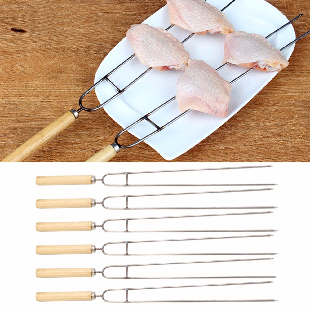 Juego de Herramientas para barbacoa, parrilla para carne de acero inoxidable, tenedor con forma de cocina al aire libre, soporte para maíz, horquilla para barbacoa, herramienta de Garpu, 6 uds.