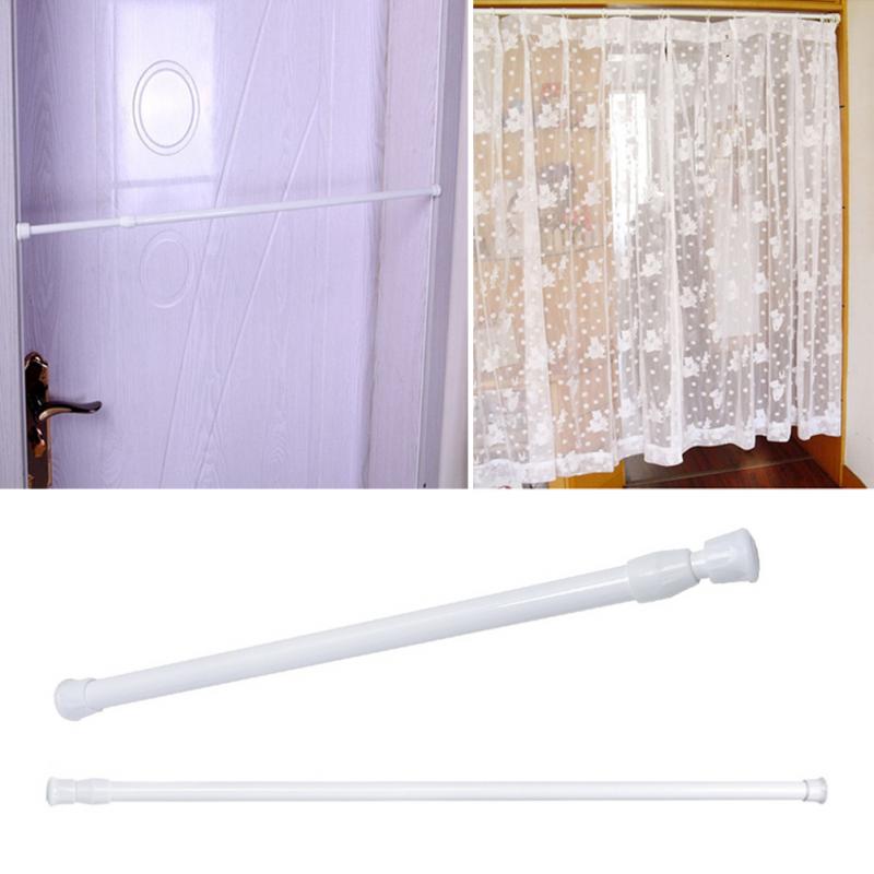 Adjustable Curtain Rod Extendable Tension Telescopic Pole Rod Hanger Spring Loaded Adjustable Bathroom Shower Curtain Rods Voile