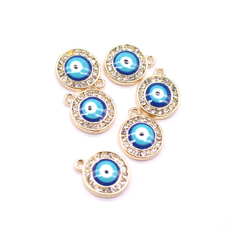 5 Pcs Europese Volledige Rhinestone Evil Eye Armband Earring Charms Connector Bevindingen Moon Star Oorhangers Maken Sieraden Accessoire: 5 jinse yuanyanjin