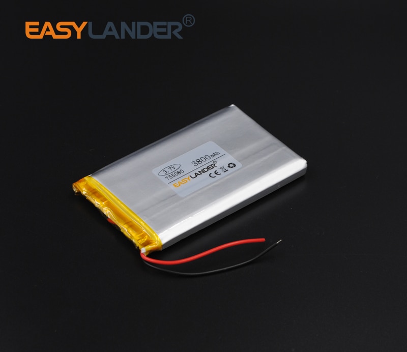 3.7V 3800Mah 755080 Oplaadbare Li-Polymer Li-Ion Batterij Voor Bluetooth Notebook Tablet Pc Consumentenelektronica Dvd