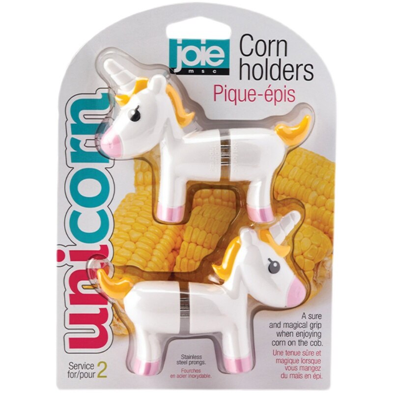 Joie Unicorn Interlocking Corn on the Cob Holders Insulation Stick Baby Fruit Fork Safe Cute Stainless Steel Fork: Default Title