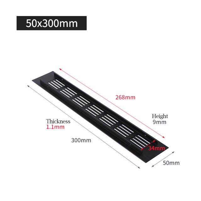 50mm Aluminium Rectangular Cabinet Wardrobe Air Vent Grille Ventilation Grille Cover For Wardrobe Shoe Cabinets Computer Cabinet: 50x300mm