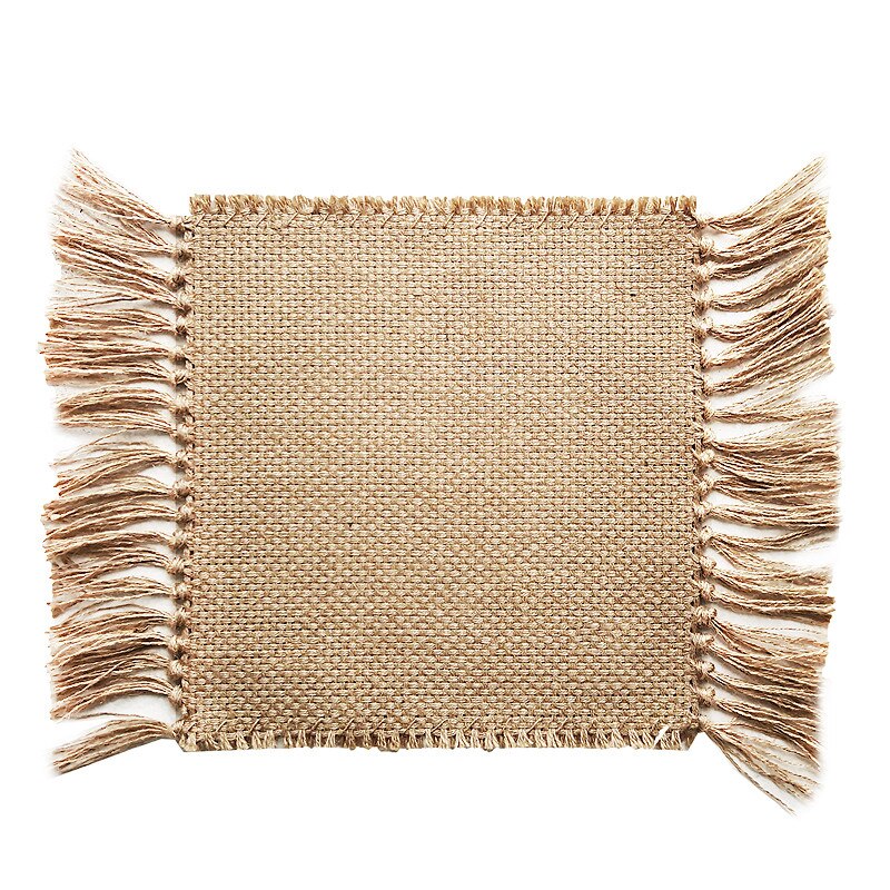 Jute matta område mattor macrame bord löpare bord tyg dekoration matta med tofsar badroom golvmattor nordisk chic rumsinredning: 35 x 70cm