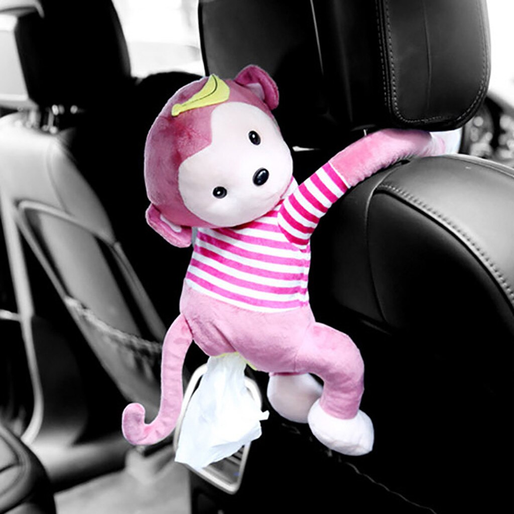 Car Tissue Box Down Cotton Car Tissue Box Monkey Cute Cartoon Animals Paper Napkin Case Wall Hanging Napkin Not Easy To Deform