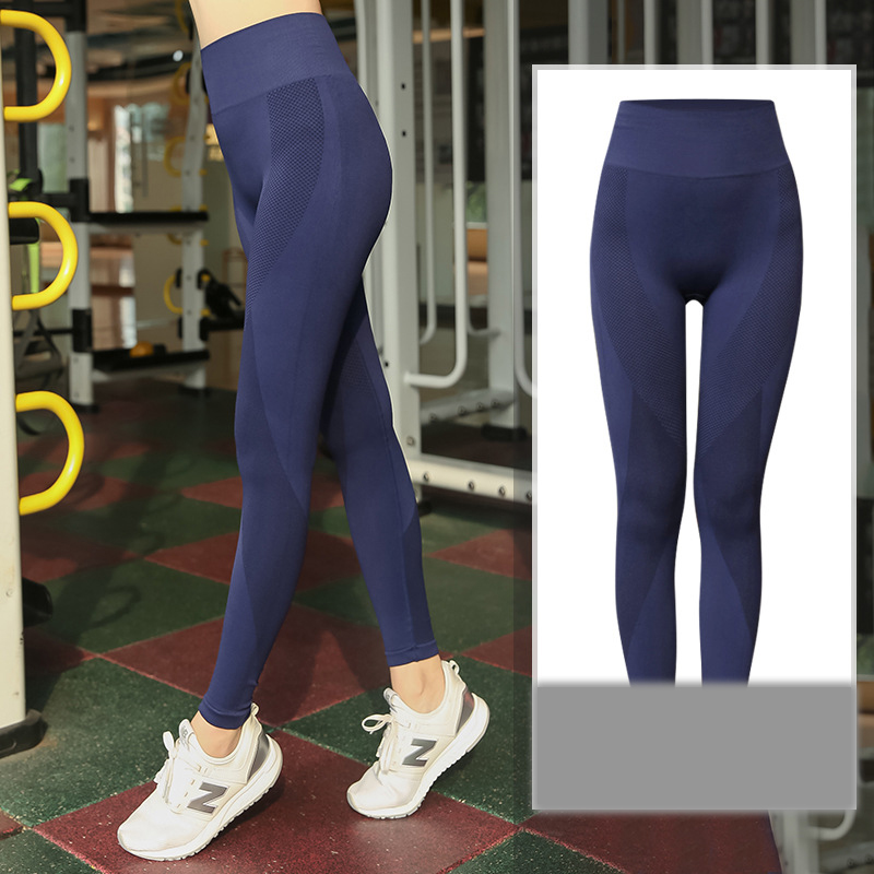 L-XXXXL Plus Size Fitness Naadloze Leggings Vrouwen Yoga Sport Tummy Broek Hoge Taille Workout Broek Slanke Gym Broek Sportswears: Blauw / S/m