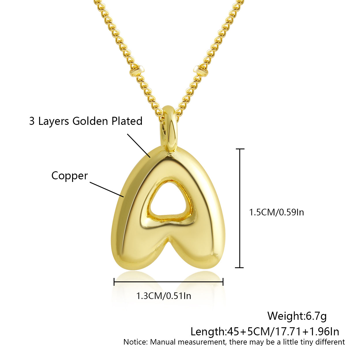 MHS.sole Nuovo carino ottavino palloncino a bolle collana iniziale colore oro mini paffuto 26 lettere dell'alfabeto collana con ciondolo gioielli regali