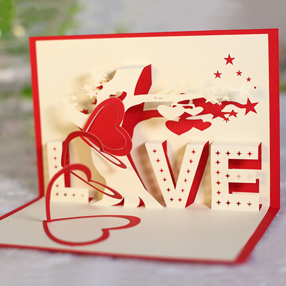 SALES！！ LOVE Heart Tree 3D Pop Up Paper Greeting Card Festival Birthday