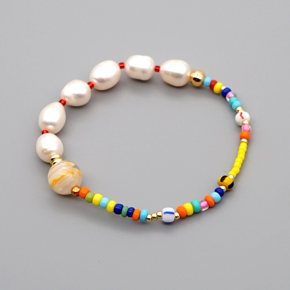 andare2BOHO Reale Della Perla dell'acqua Dolce Del Braccialetto Dei Braccialetti Delle Donne patchwork Perline Boho di proprietà Regalo Dei Monili Pulseras Mujer Moda Fatti A Mano: ZZ-B200033E